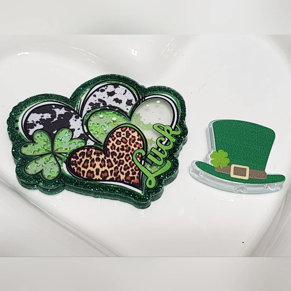 St Patricks Day Flatback Focal Bead Luck Badge Keychain Beaded Pen Pin‎ Magnet